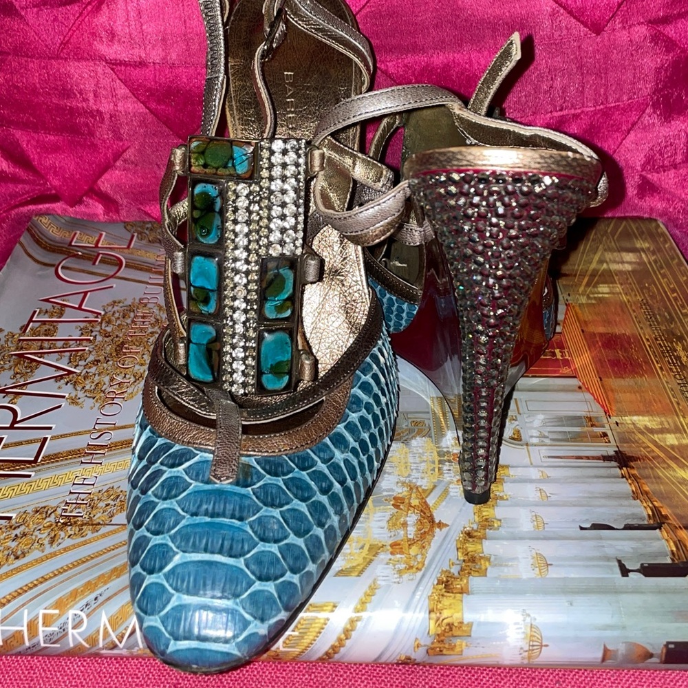 Vintage Barbara Bui Python And Rhinestone Wedge - image 1
